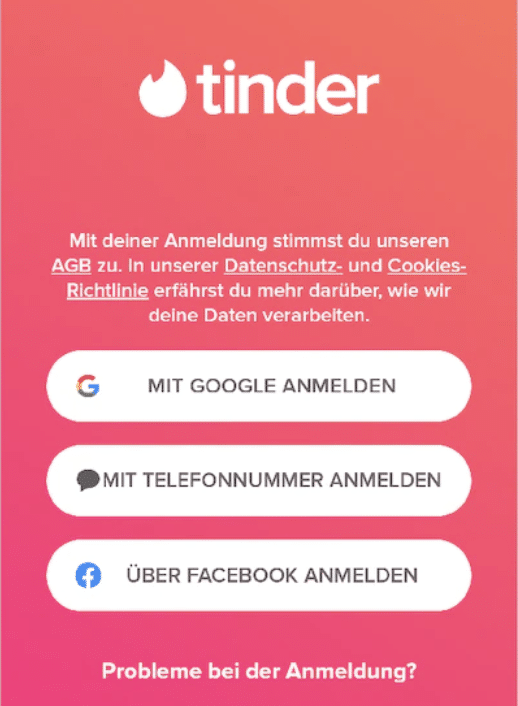 Tinder Anmeldung